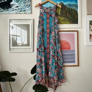 Johnny Was Hazel Scoop-Neck Sleeveless High-Low Georgette Dress